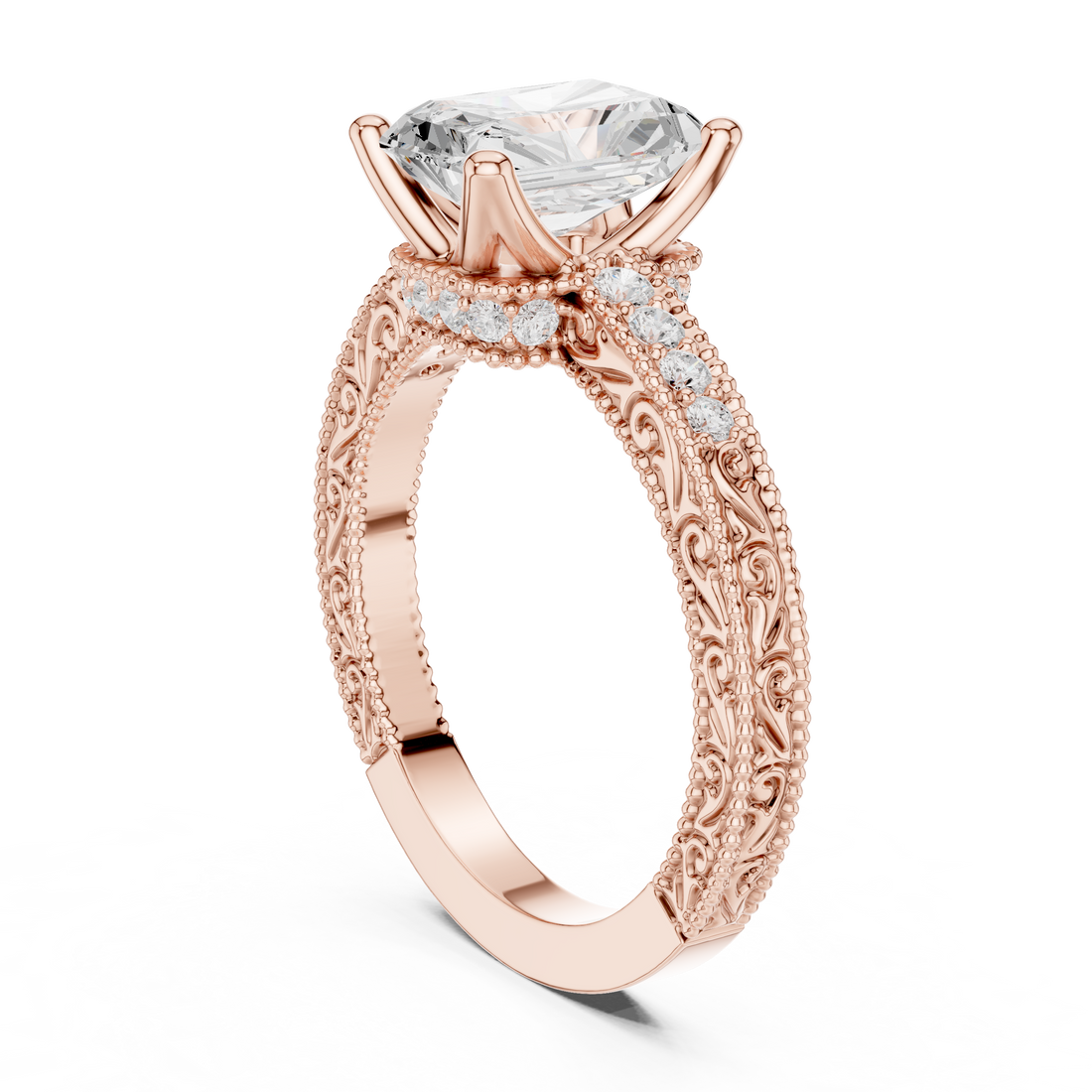 DDLR-981 - Vintage Radiant Ring - White Gold