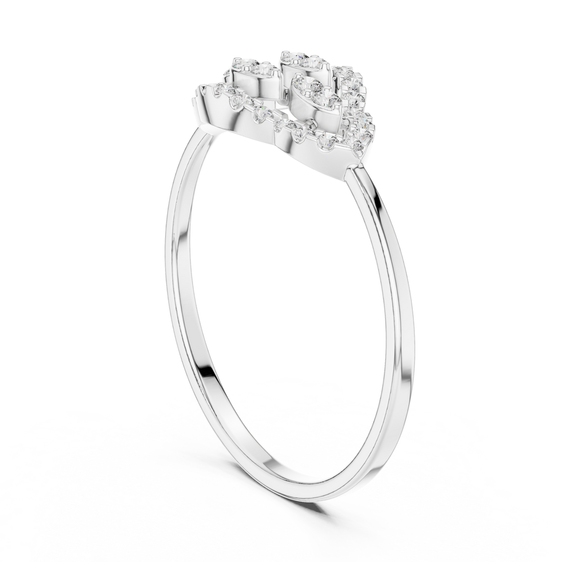1 (221) - Fashion Round Ring - White Gold
