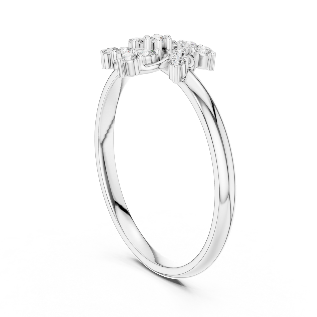 1 (443) - Fashion Round Ring - White Gold