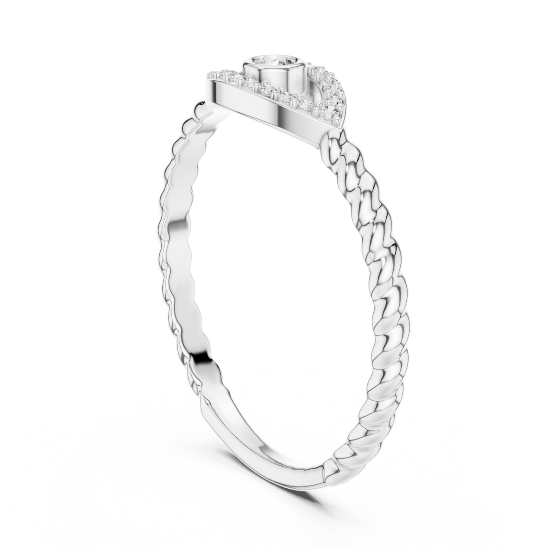12#10014@L - Fashion Round Ring - White Gold