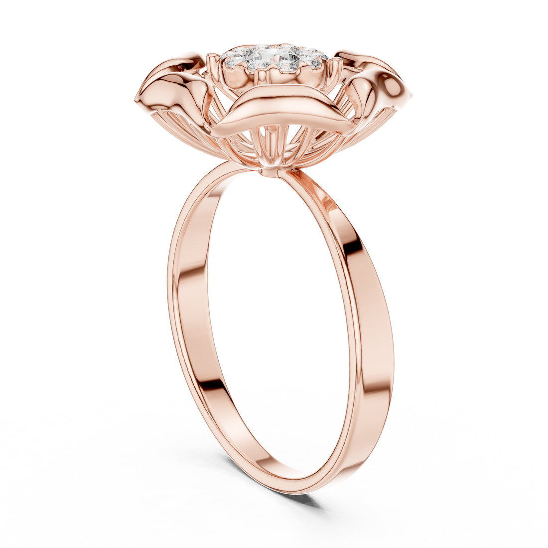 1 (203) - Fashion Round Ring - White Gold