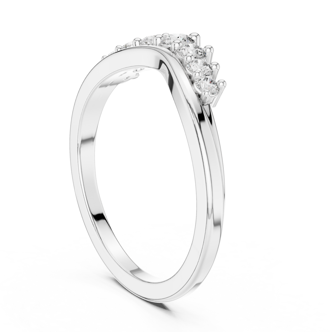 9#10057L - Fashion Round Ring - White Gold