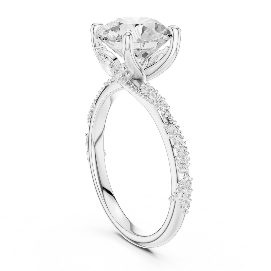DDLR-167-RD - Solitaire Round Ring - White Gold
