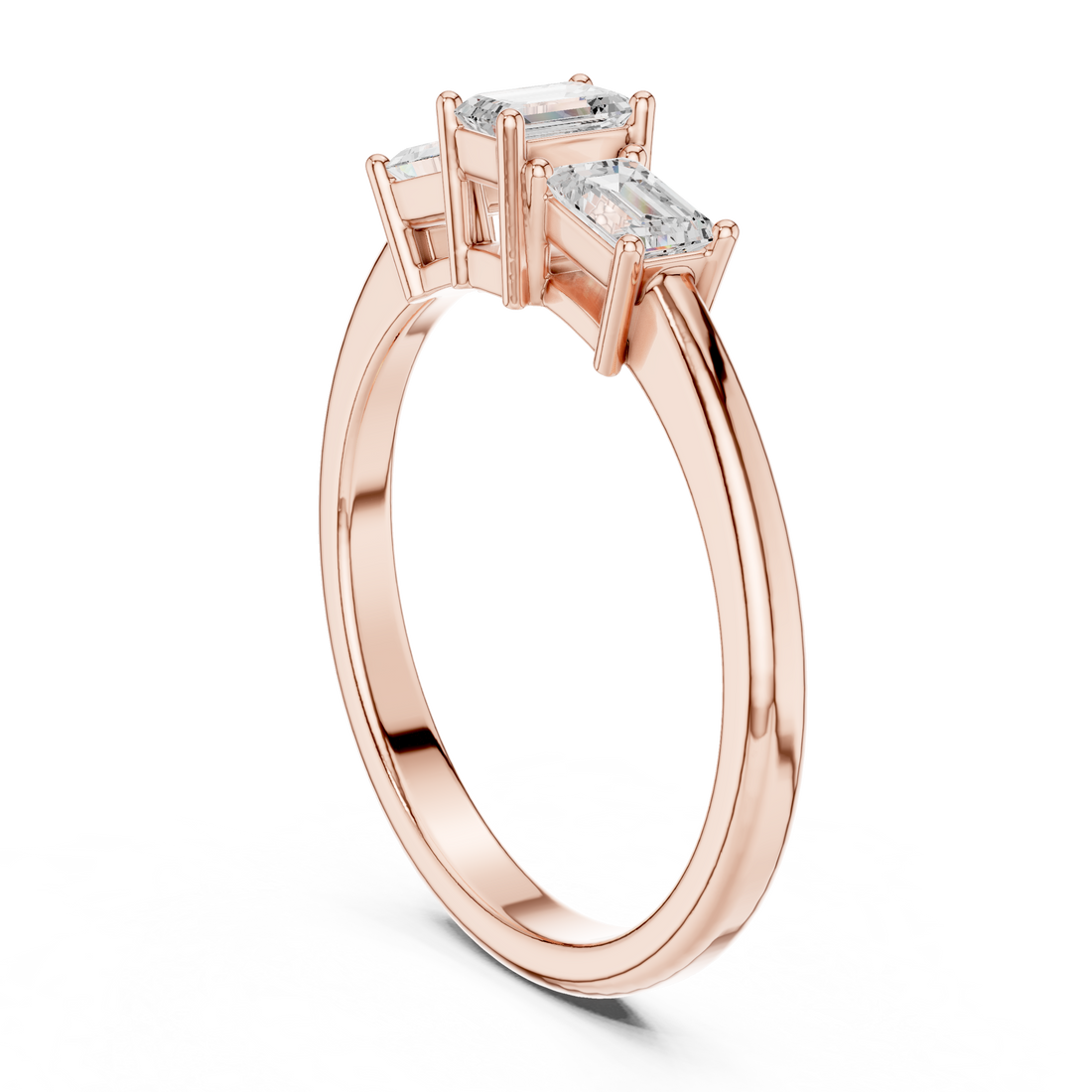DDLR-480 - Three Stone Emerald Ring - White Gold