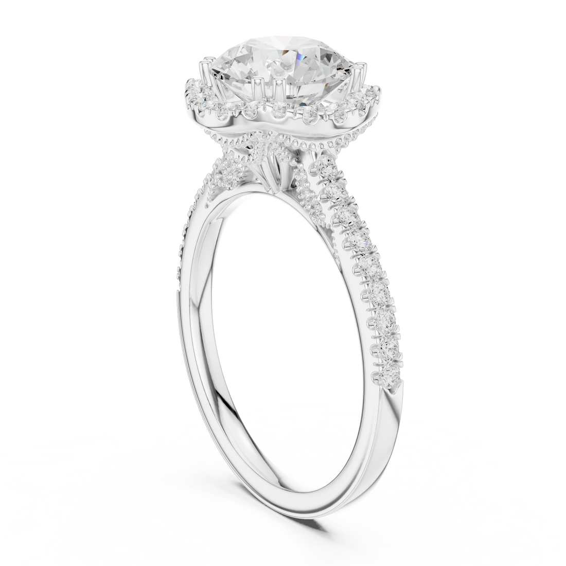 DDLR-255 - R00846-RD(001) - Halo Round Ring - White Gold