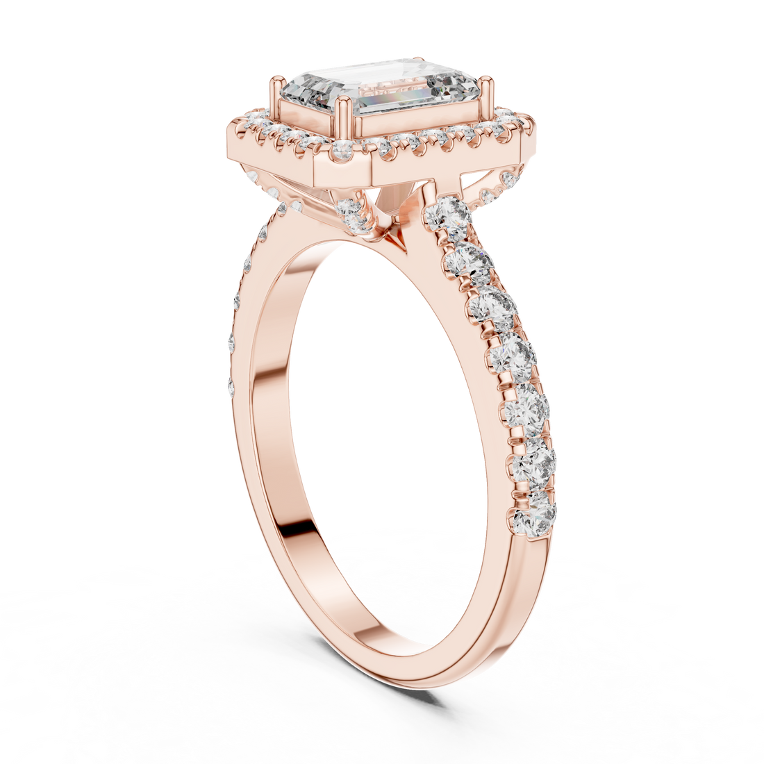 LR-0058 - Halo Emerald Ring - White Gold