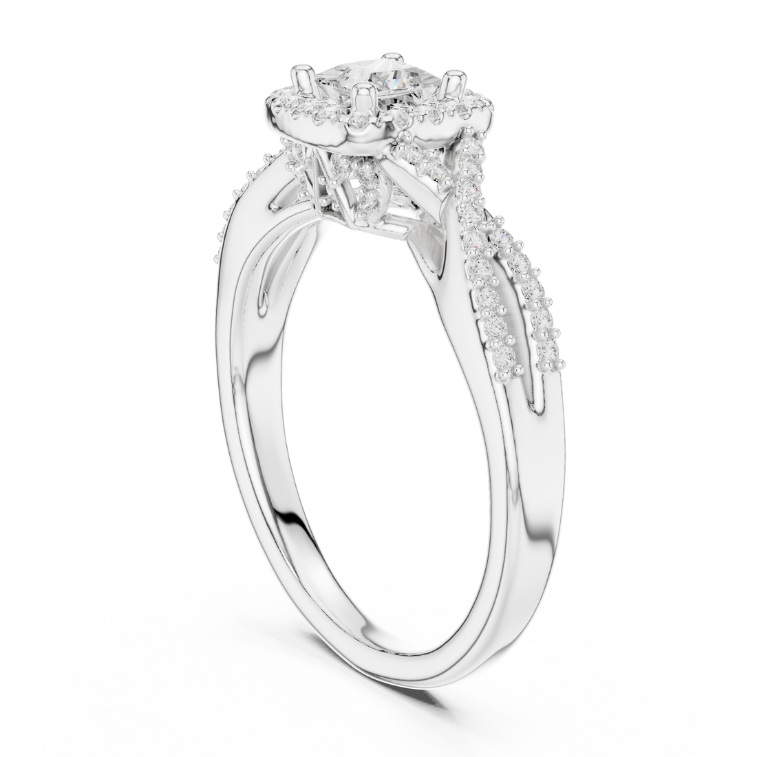 LR-0273 - Halo Princess Ring - White Gold
