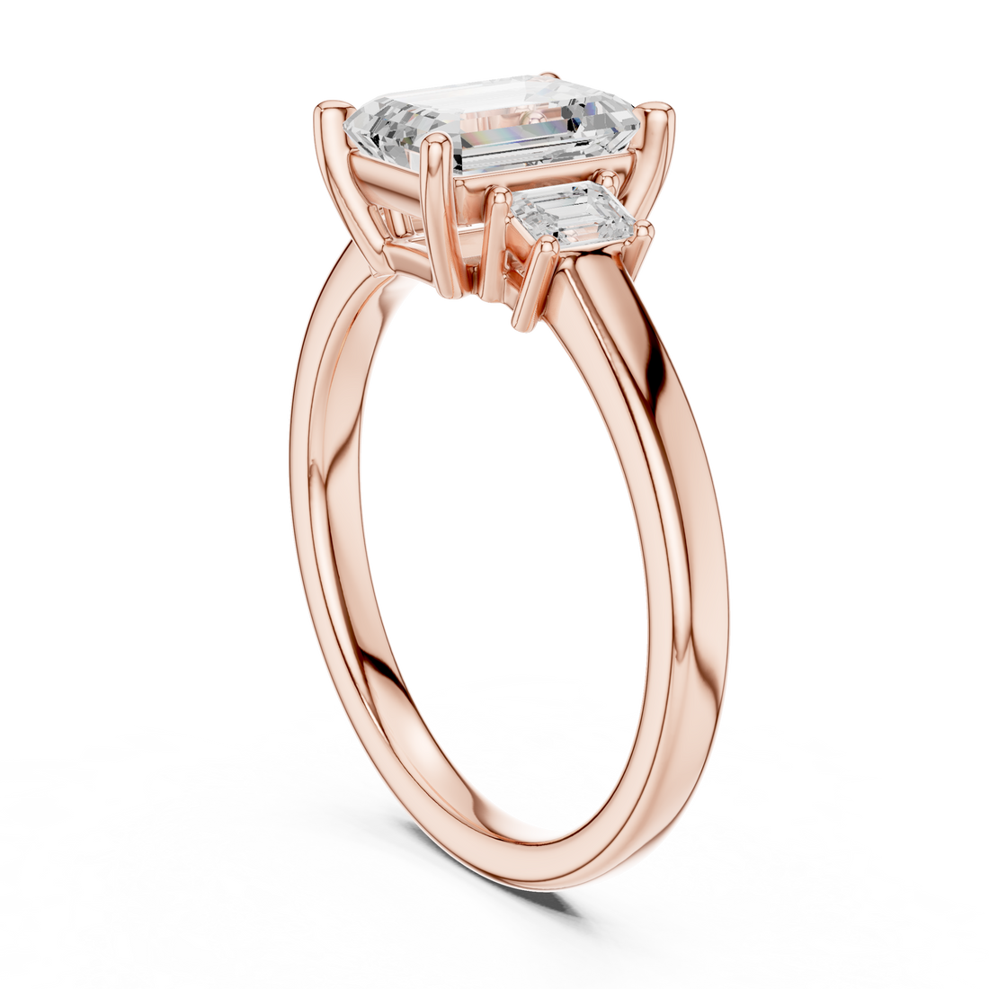 DDLR-868 - Three Stone Emerald Ring - White Gold