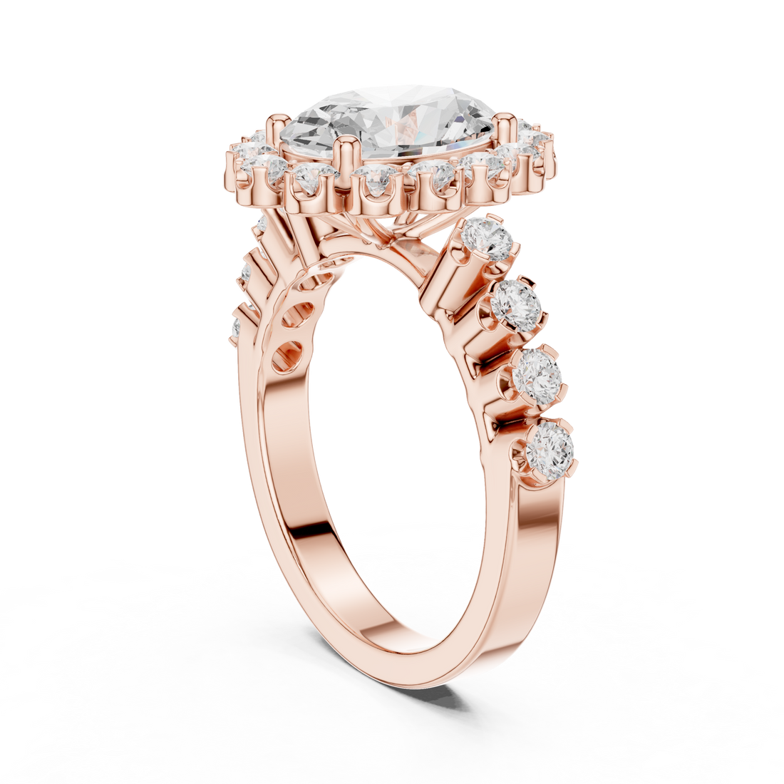 DDLR-365 - Halo Oval Ring - White Gold