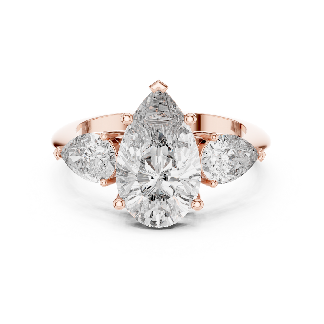 Three Stone Ring - Pear | 9#10033L_SS5 - Rose Gold