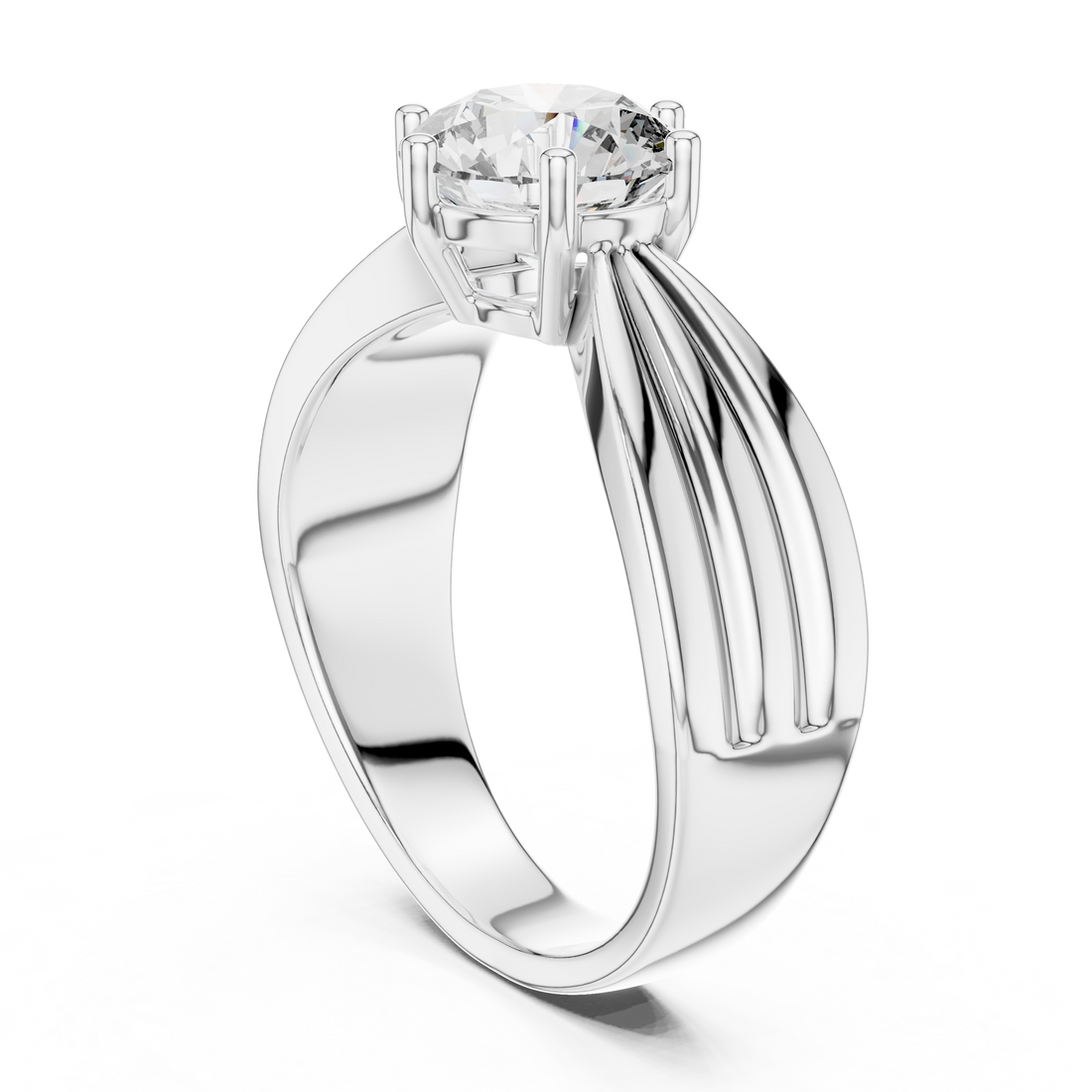 LR-0154 - Solitaire Round Ring - White Gold