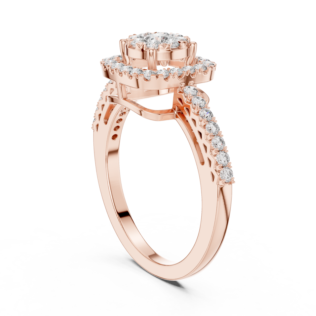 19#120038L - Halo Round Ring - White Gold