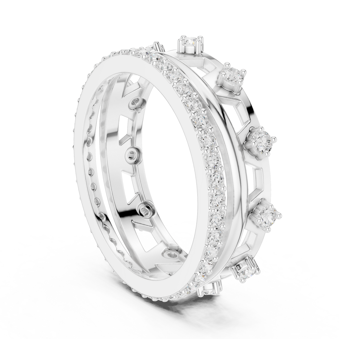 R24 - Fashion Round Ring - White Gold