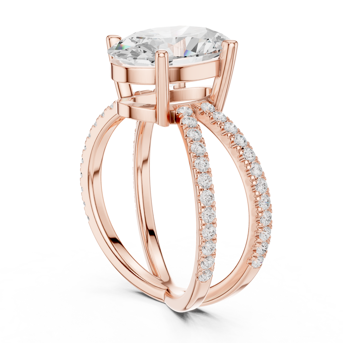 25 OV - Split Shank Oval Ring - White Gold
