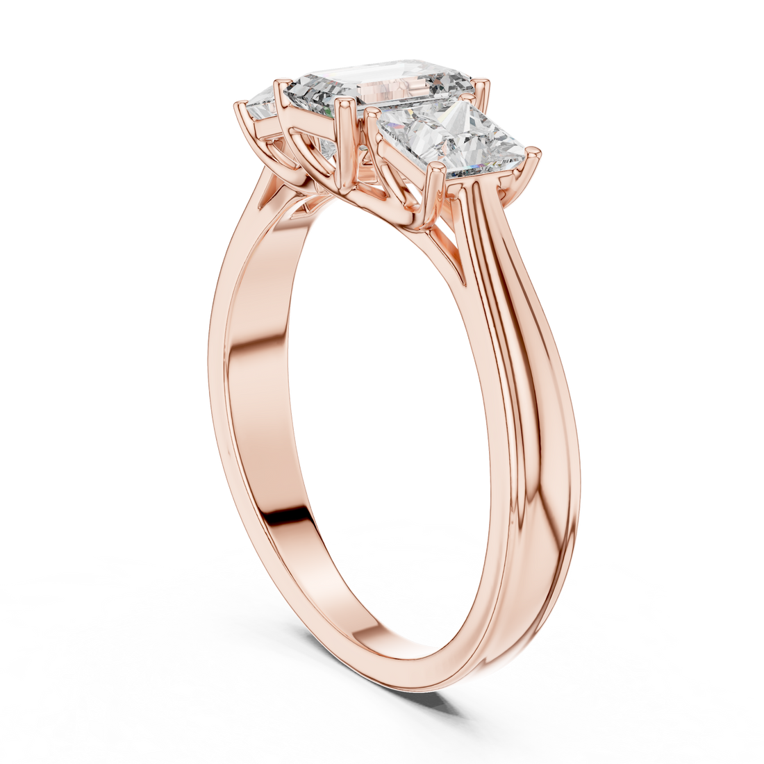 LR-0034 - Three Stone Emerald Ring - White Gold