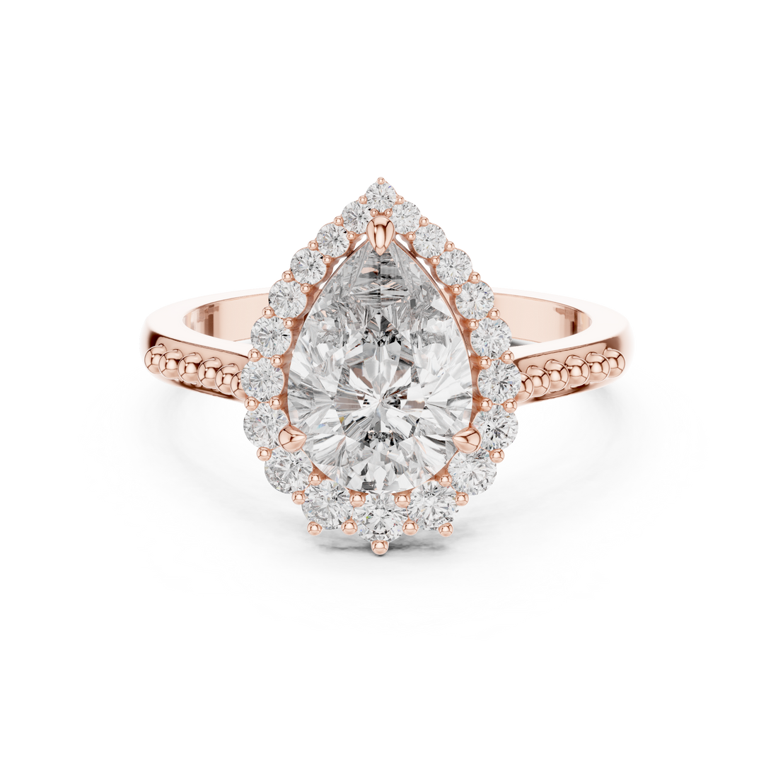 Halo Ring - Pear | 9#10028L_29 - Rose Gold