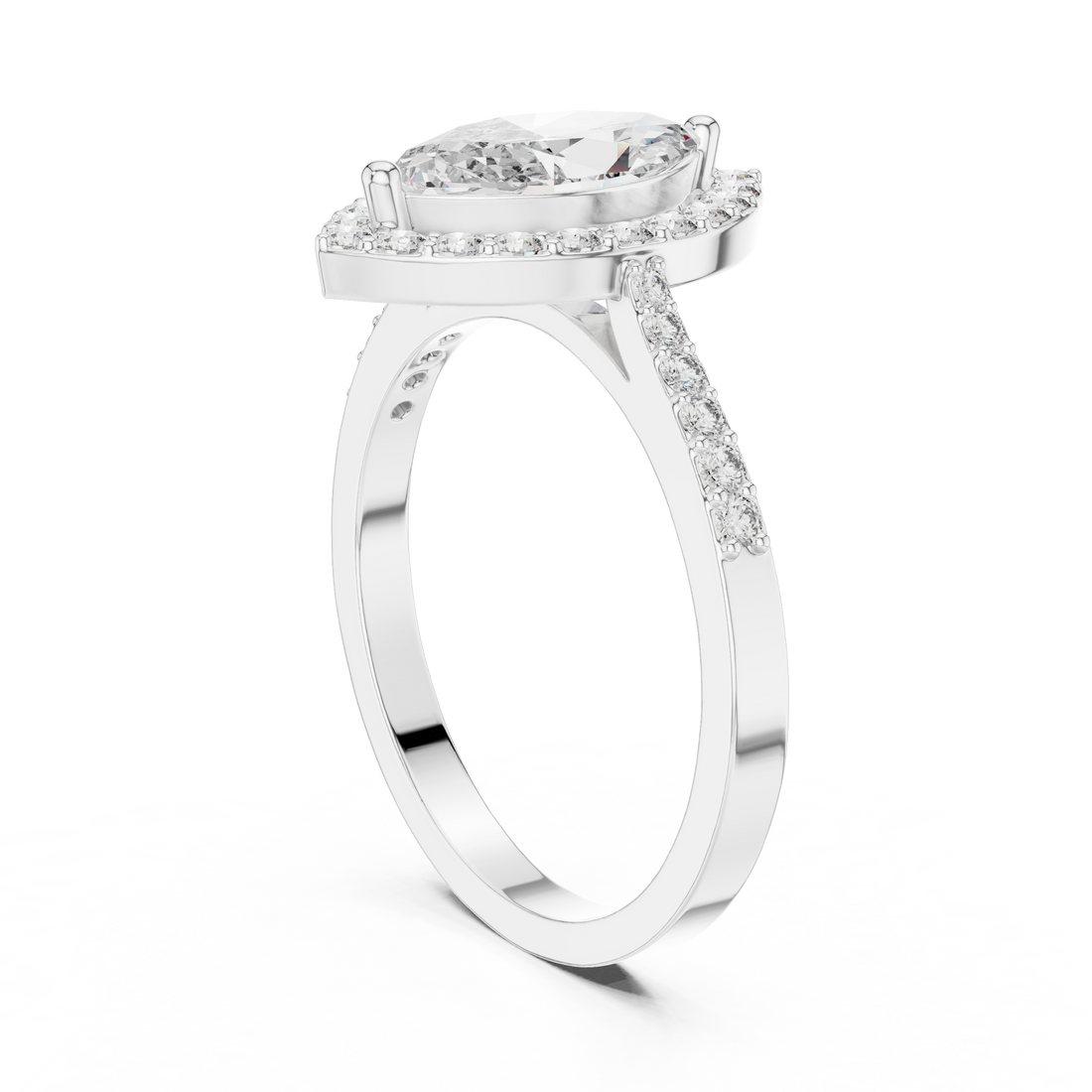 ALR-100 - Halo Marquise Ring - White Gold