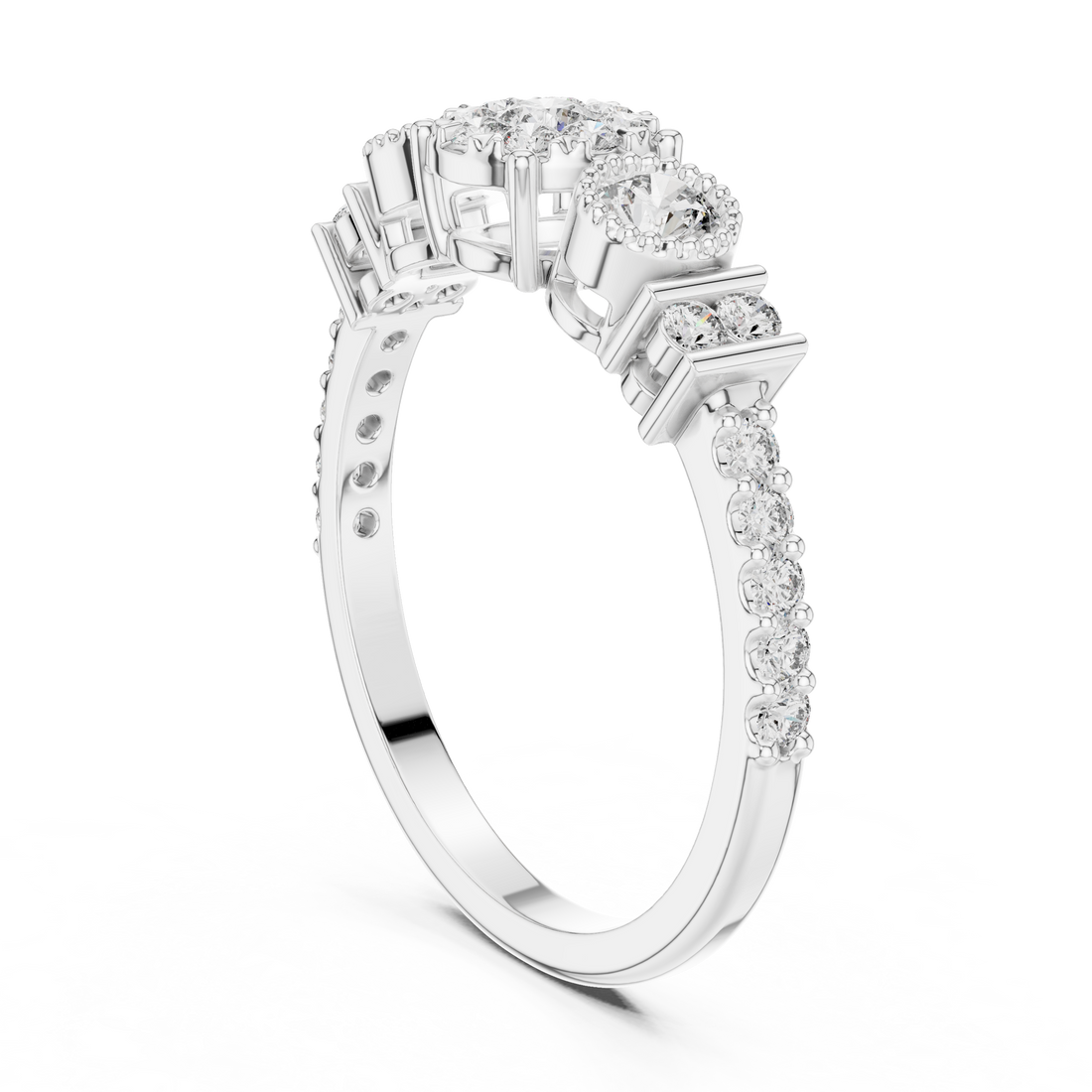 19#120027 - Fashion Round Ring - White Gold
