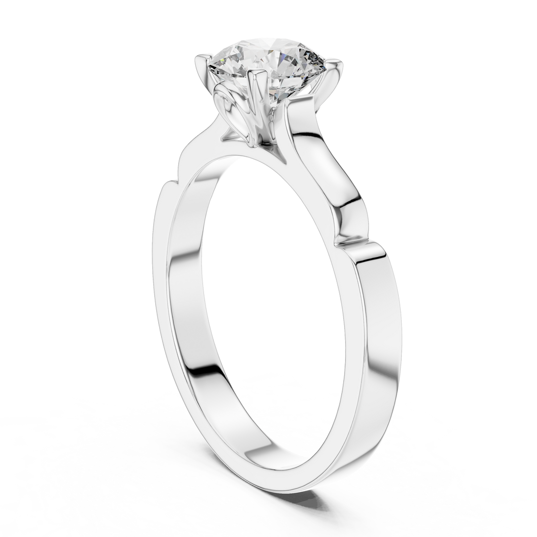 LR-0008 - Solitaire Round Ring - White Gold