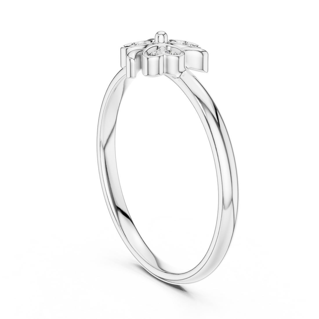 1 (398) - Fashion Round Ring - White Gold
