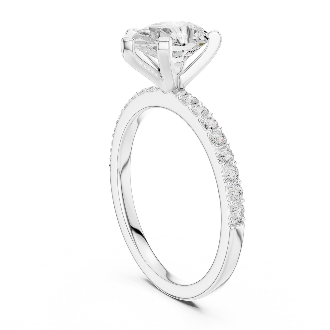 DDLR-040-R00697-PE - Solitaire Pear Ring - White Gold