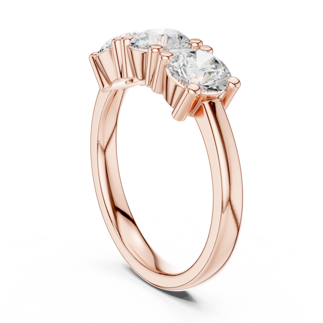 DDLR-612 - Three Stone Round Ring - White Gold