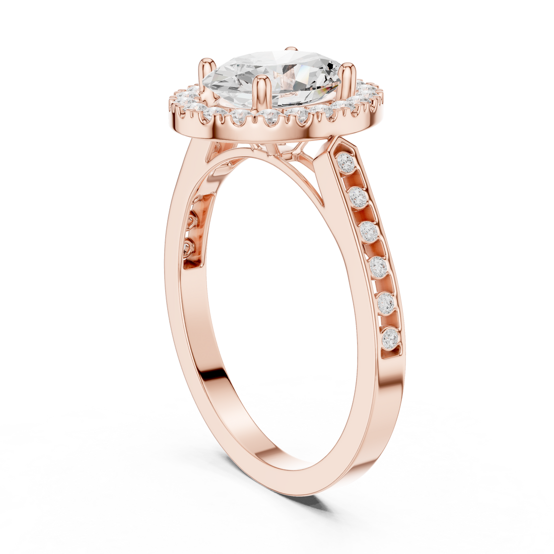 DDLR-349 OV - Halo Oval Ring - White Gold