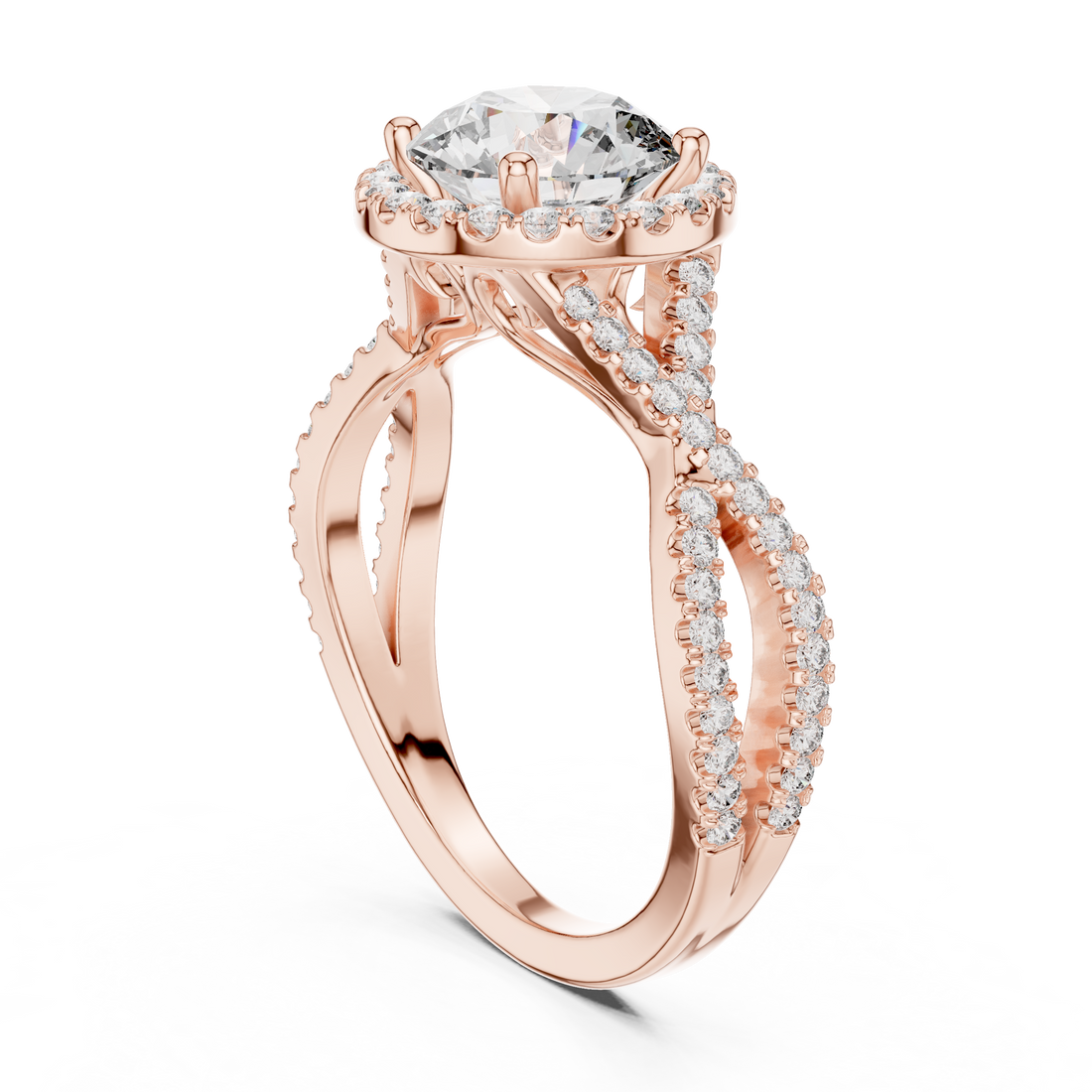 DDLR-152 - Halo Round Ring - White Gold
