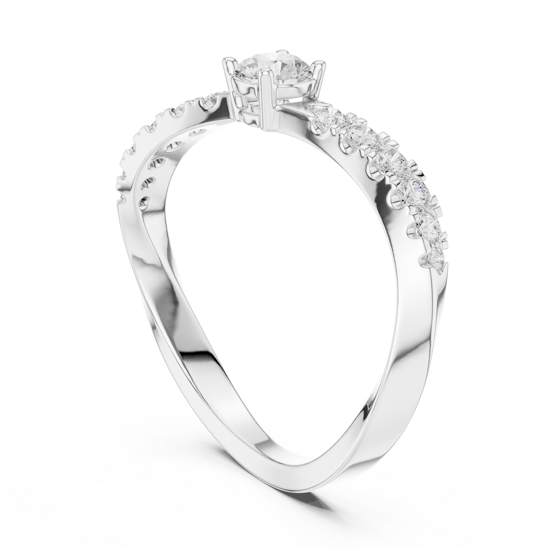 SBWR(57) - Fashion Round Ring - White Gold