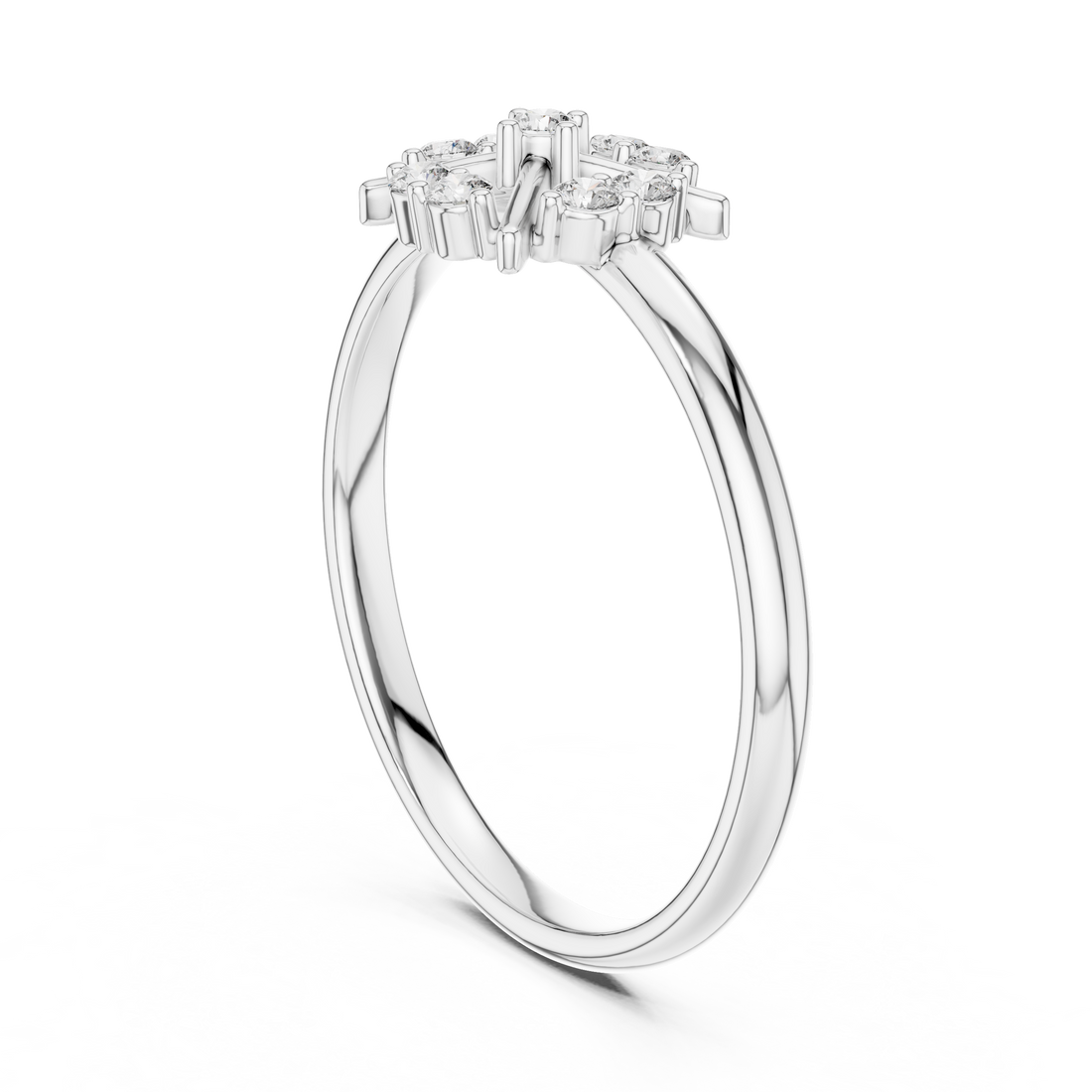 1 (425) - Fashion Round Ring - White Gold