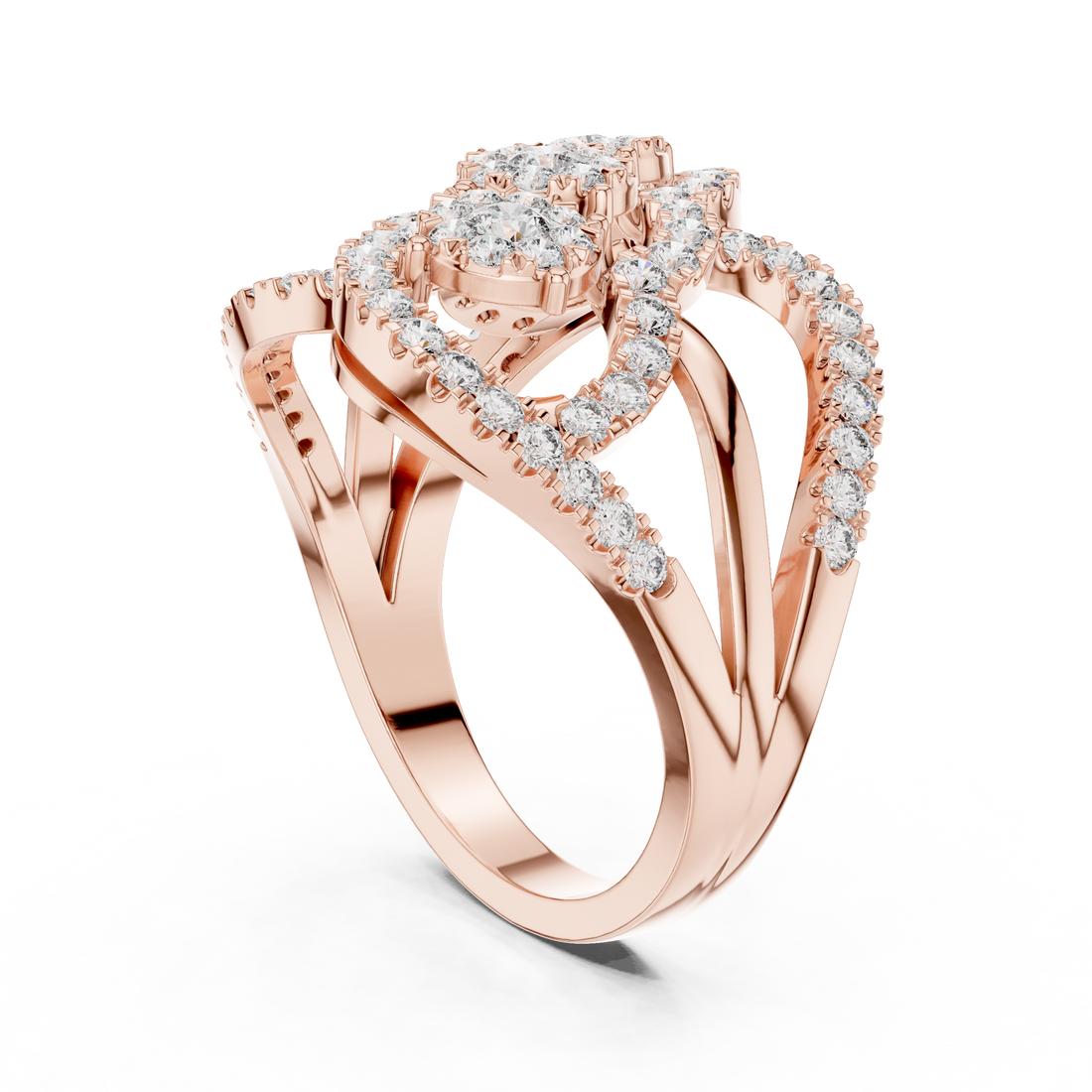 19#120024L - Fashion Round Ring - White Gold