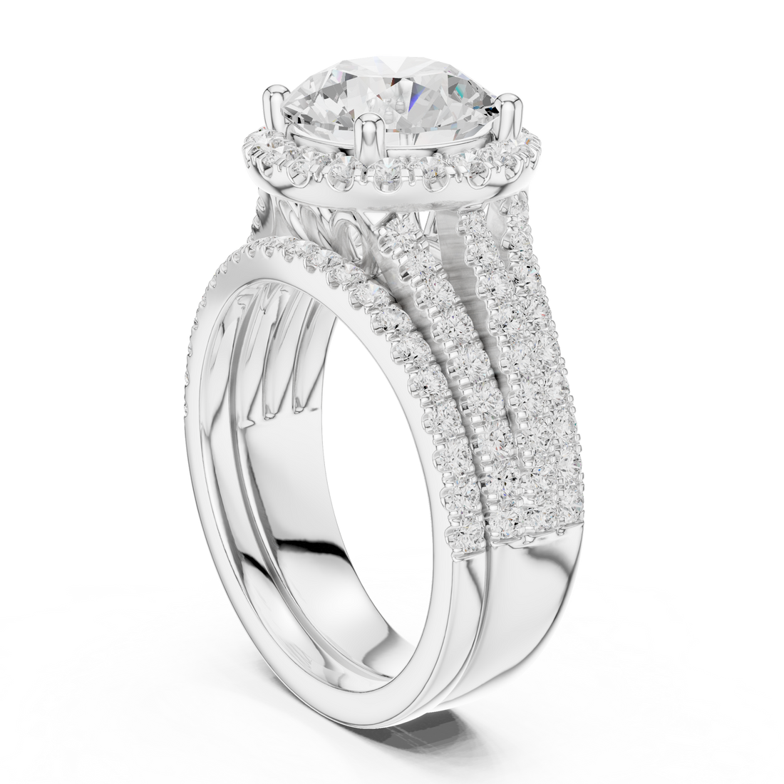 DDLR-289 - Halo Round Ring - White Gold