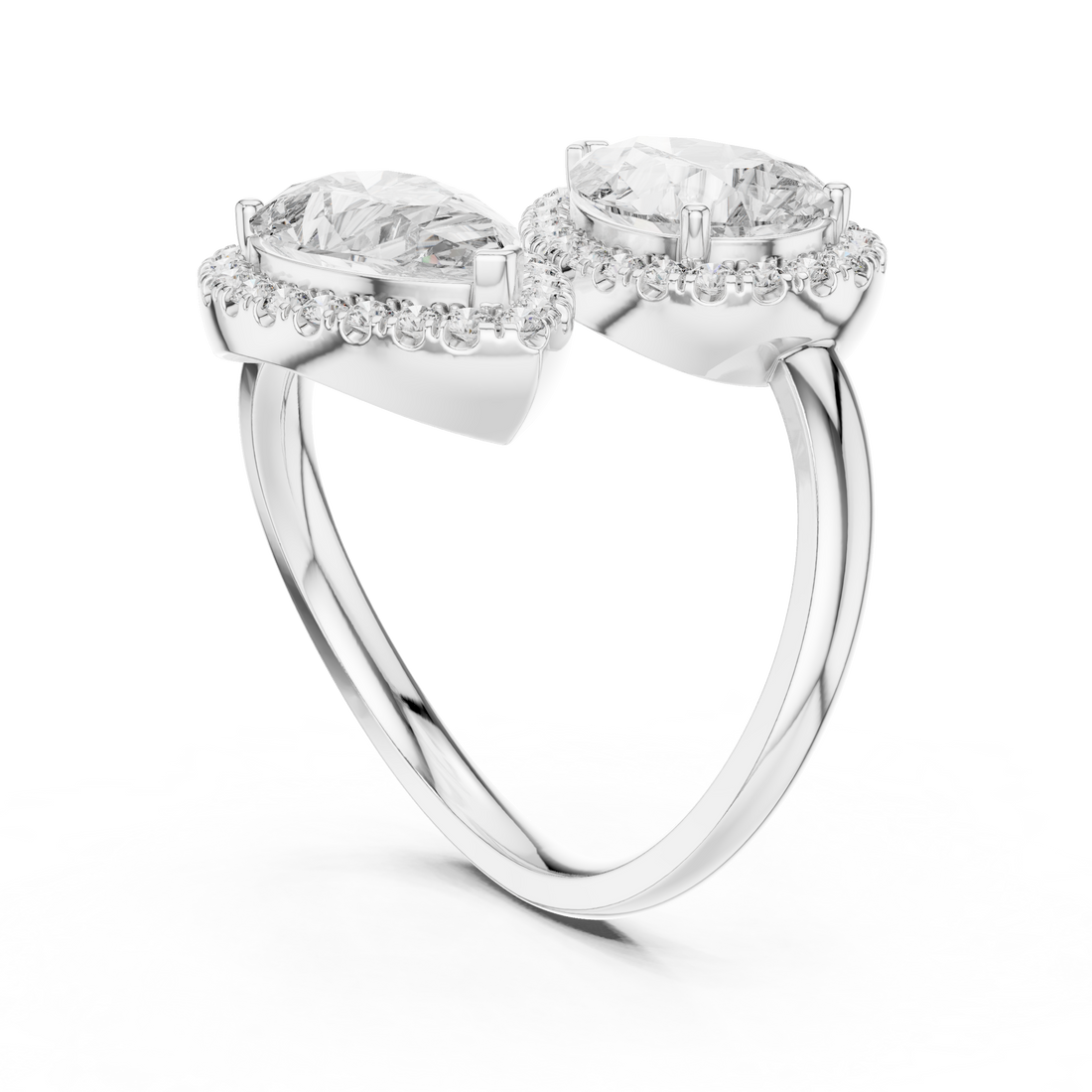 9#10020L_10 - Bypass Pear Ring - White Gold