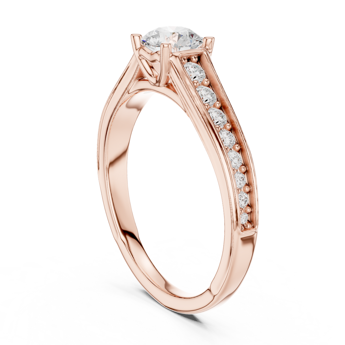 LR-0309 - Solitaire Round Ring - White Gold