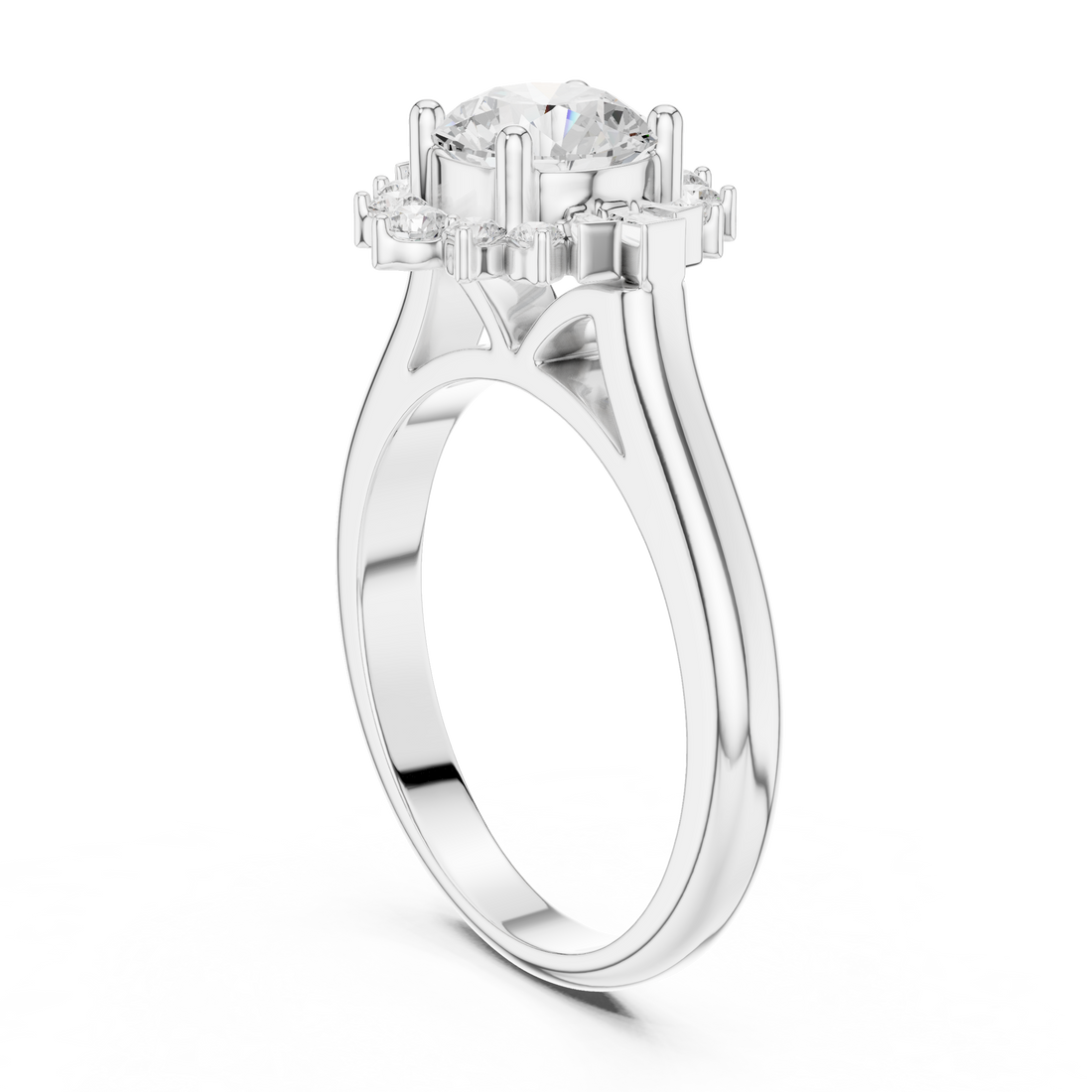DDLR-334 - Halo Round Ring - White Gold