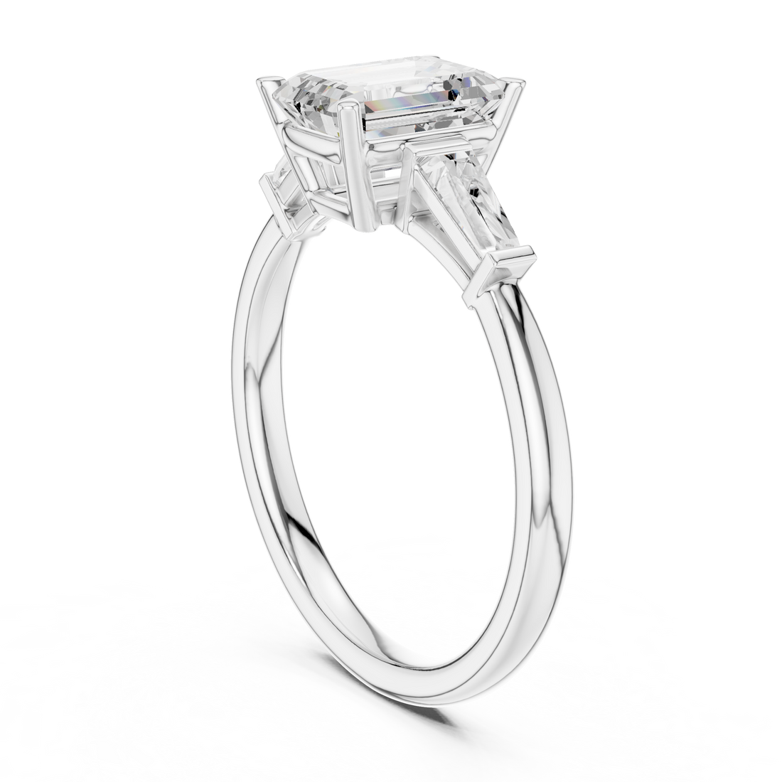 DDLR-287 - EM - Three Stone Emerald Ring - White Gold