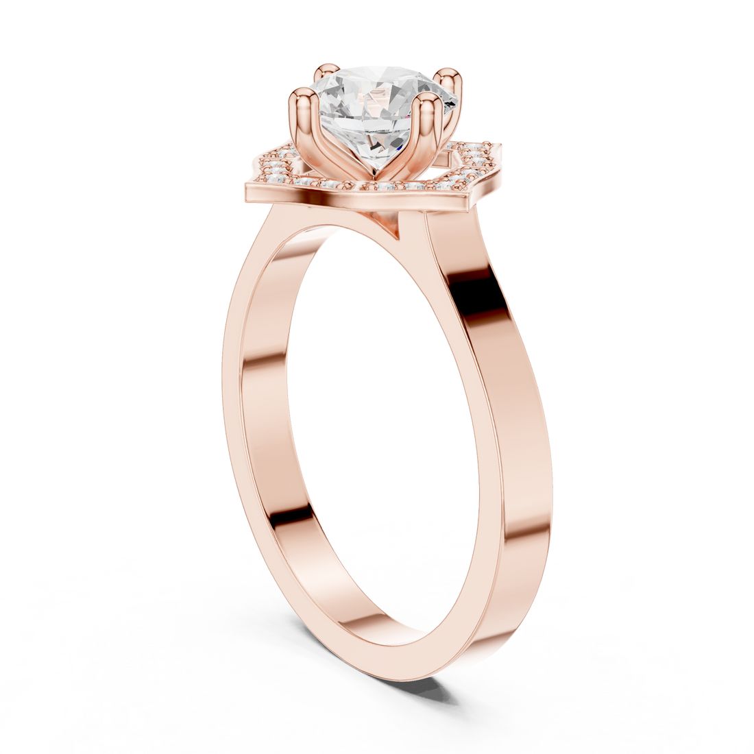 DDLR-327 - Halo Round Ring - White Gold