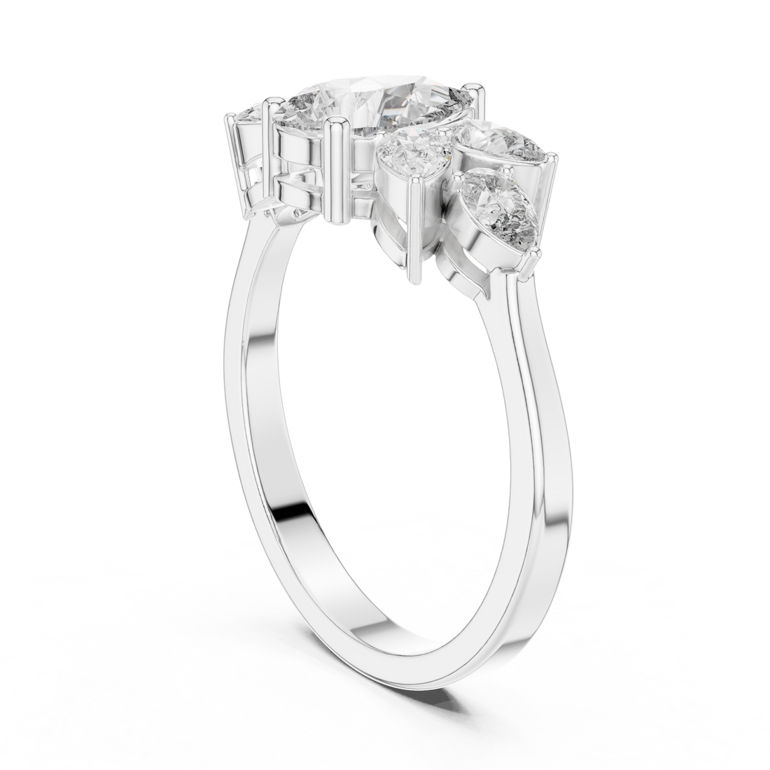 AVBLR-132 - Fashion Pear Ring - White Gold