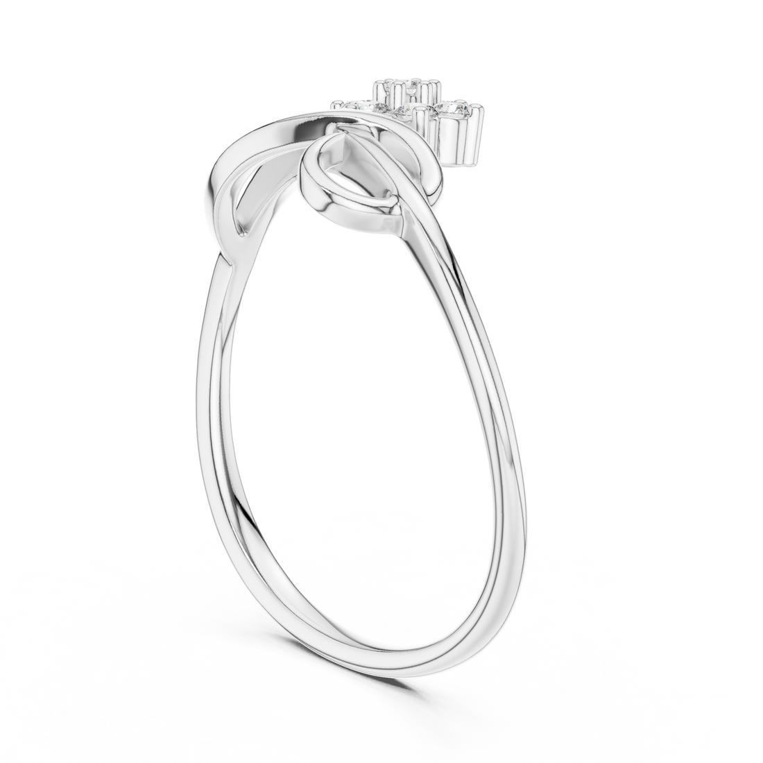 12#10029@L - Fashion Round Ring - White Gold