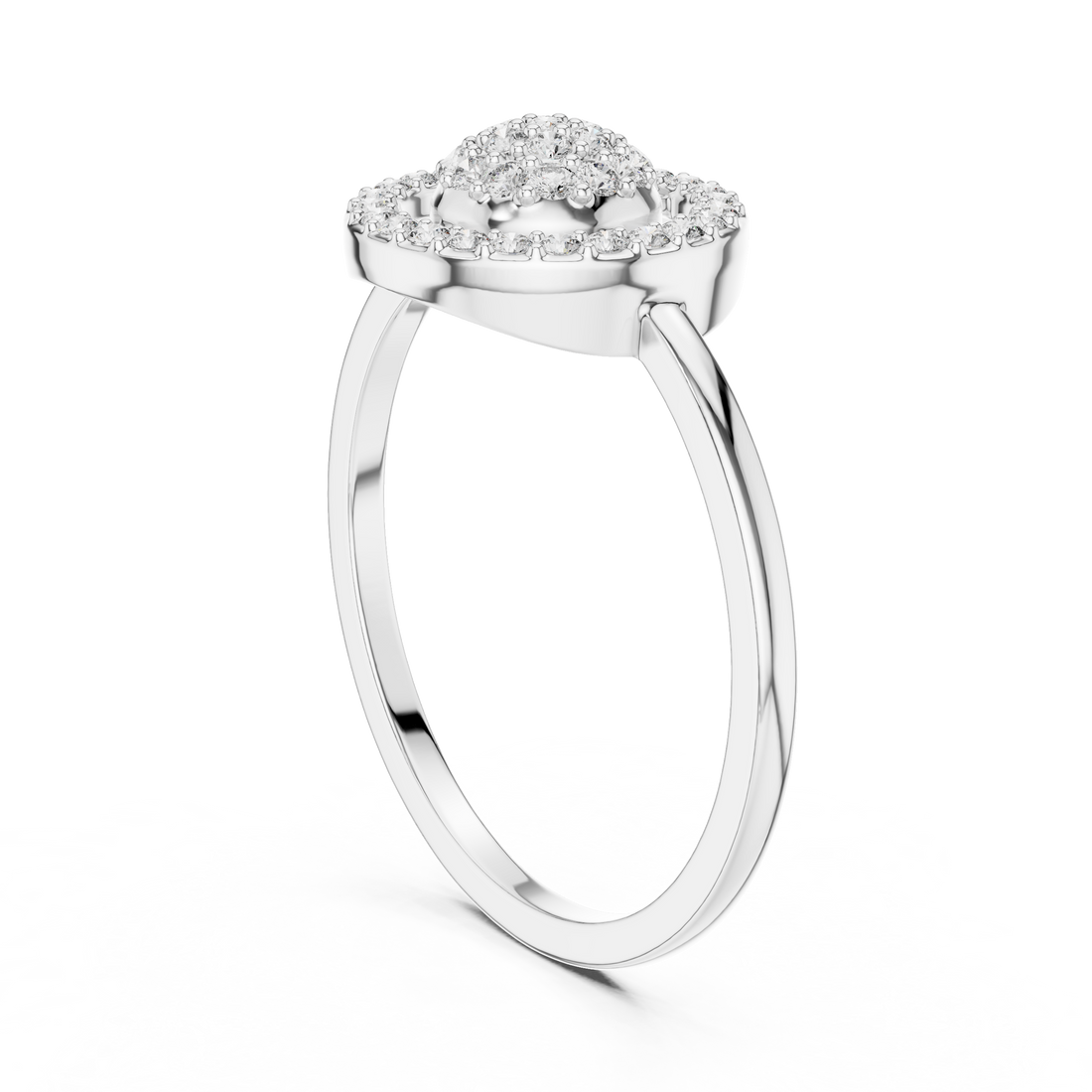DR-6317 - Fashion Round Ring - White Gold