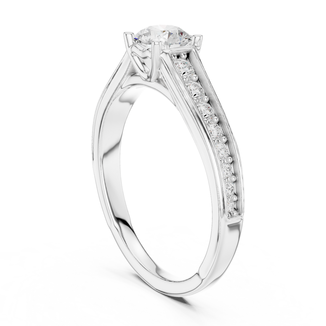 LR-0309 - Solitaire Round Ring - White Gold