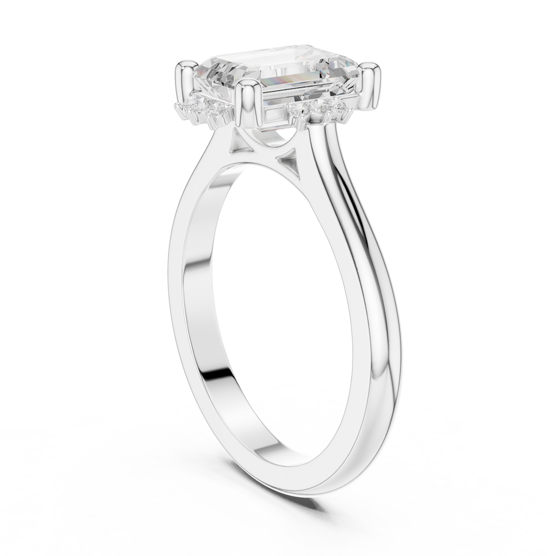 123 EM - Solitaire Emerald Ring - White Gold