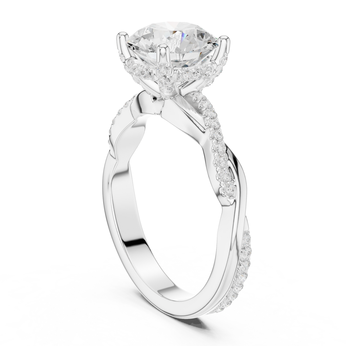 DDLR-160-RD - Solitaire Round Ring - White Gold