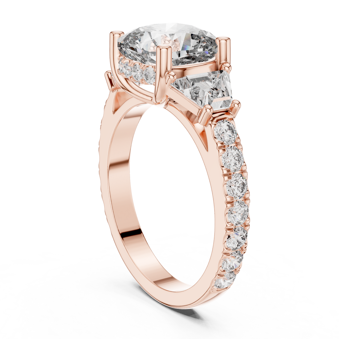 DDLR-181 - Three Stone Cushion Ring - White Gold