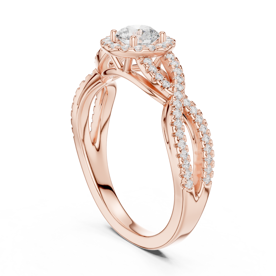 LR-0222 - Halo Round Ring - White Gold
