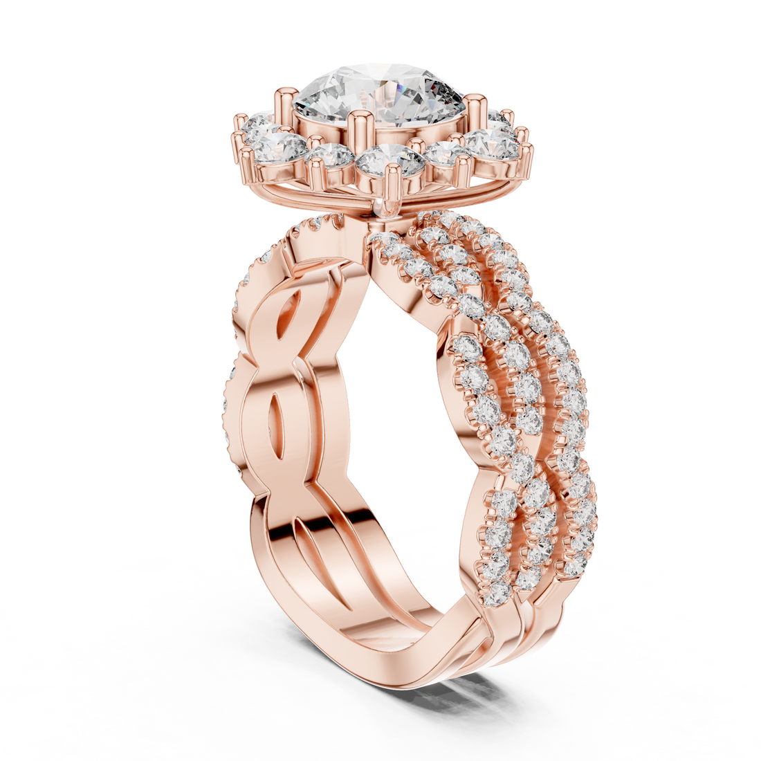 9#10018L_34 - Halo Round Ring - White Gold