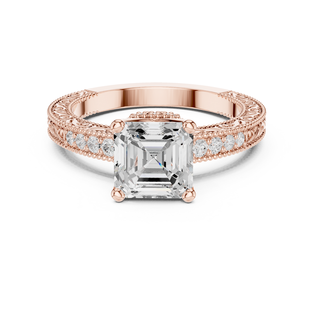 Vintage Ring - Emerald | DDLR-976 - Rose Gold