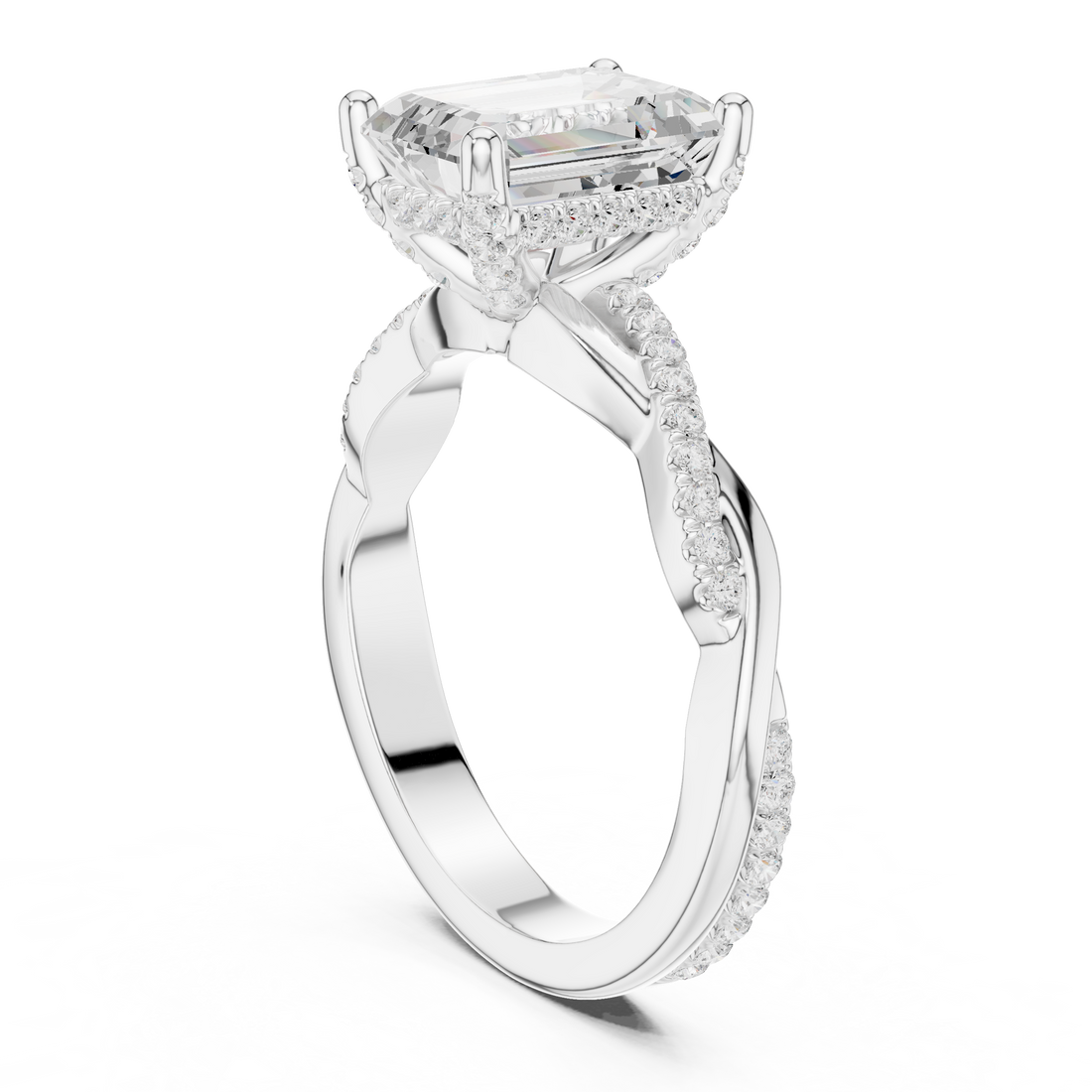 DDLR-160-EM - Solitaire Emerald Ring - White Gold