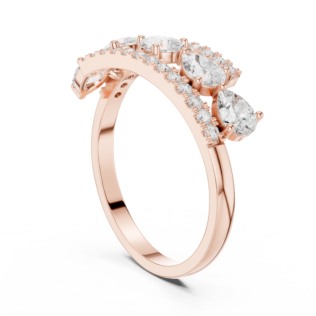 HLR-81 - Fashion Pear Ring - White Gold