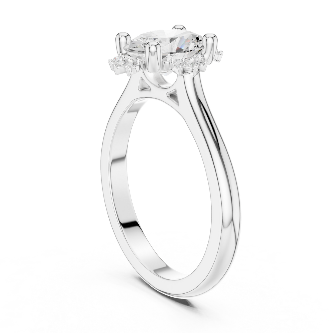 DDLR-336 - Halo Oval Ring - White Gold